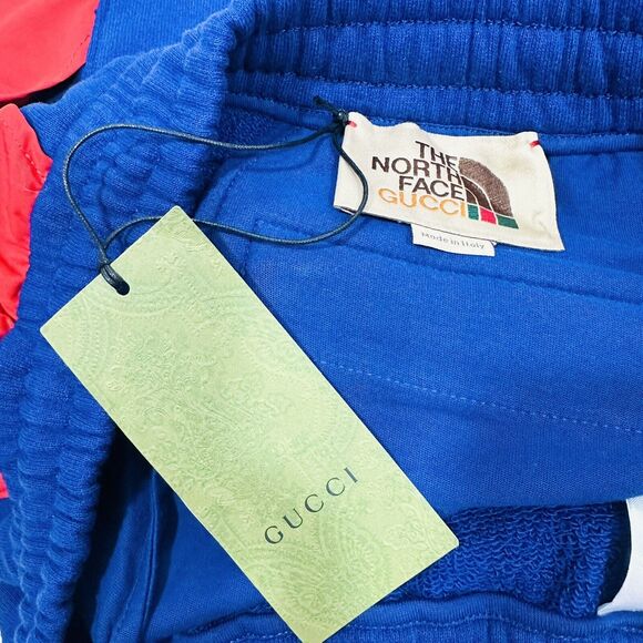 Gucci x The North Face Sz M Blue Red Paneled Lounge Sweatpants Jogger NWT $1380 - Picture 8 of 10